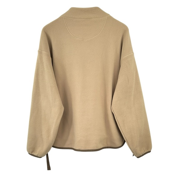 White Mountaineering x Uniqlo Beige Mock Neck Loose Fit Fleece Pullover Sweater - Picture 2 of 7